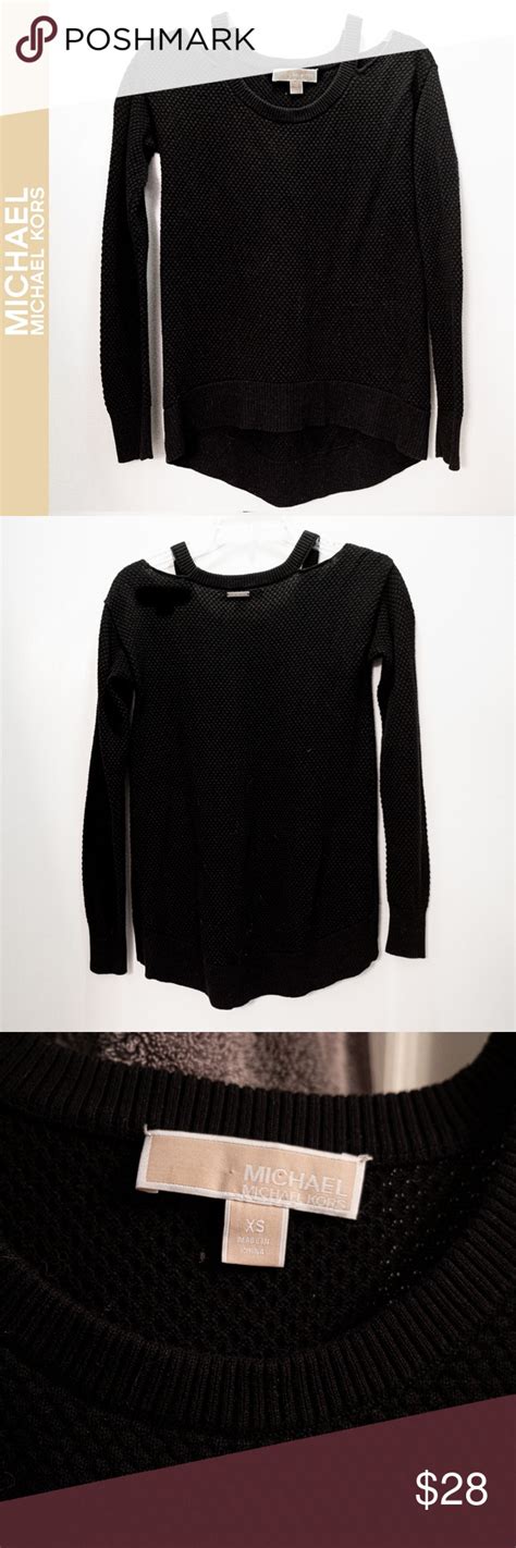 michael kors black cold shoulder sweater with silver zippers|michael kors sweaters outlet.